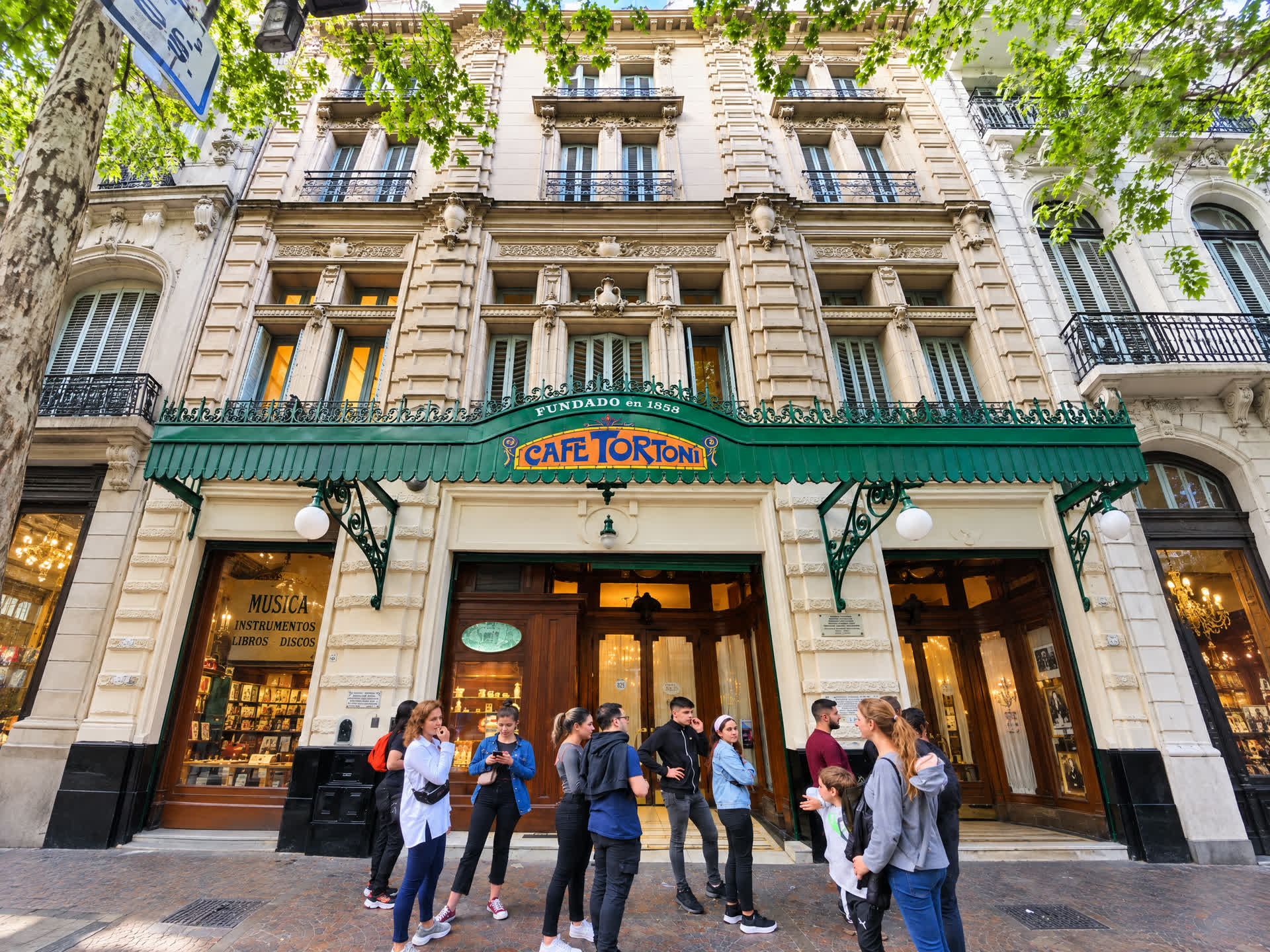 Physical facade and marquee on Avenida de Mayo